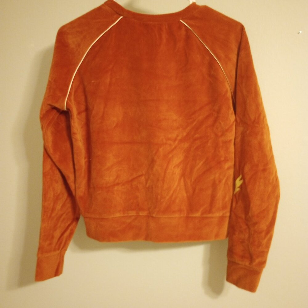 Intrigue Ink Orange Velour Pull-over Sweatshirt